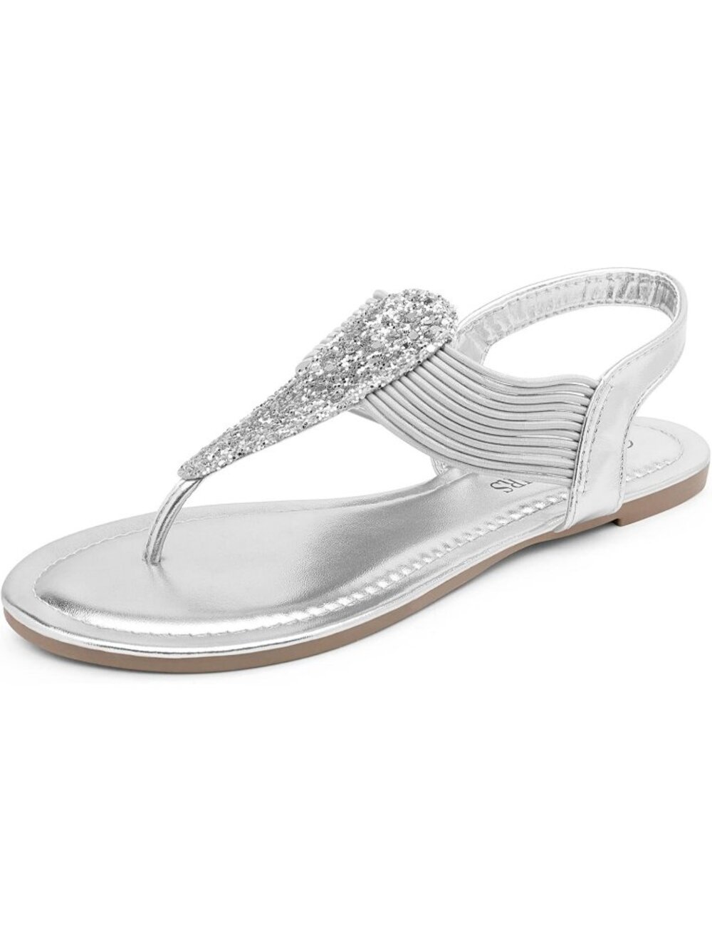 Women's Sliver Flats Elastic Strappy String Thong T Strap Dressy Summer Sandals